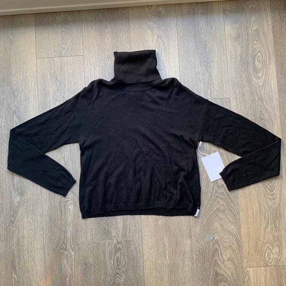 Free People One Teaspoon Cashmere Funnel Turtleneck Sweater Knit Black XXS - Picture 2 of 14